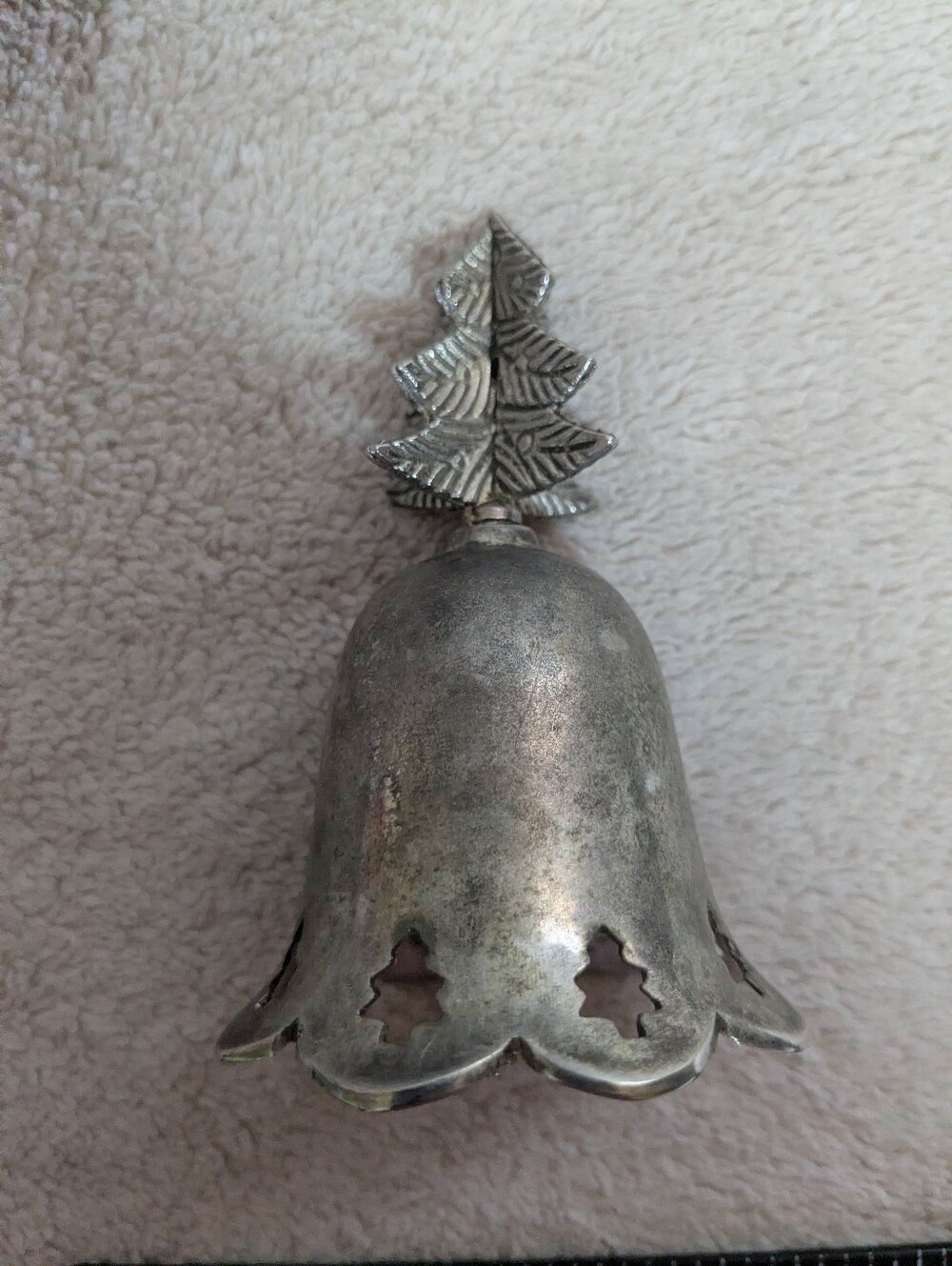 Vintage Bell Decorative Christmas Tree Pattern, India, Silver plated/Brass?